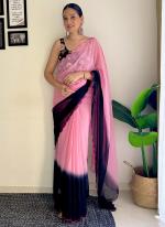 Faux Georgette Pink,blue Party Wear Sequence Work Saree